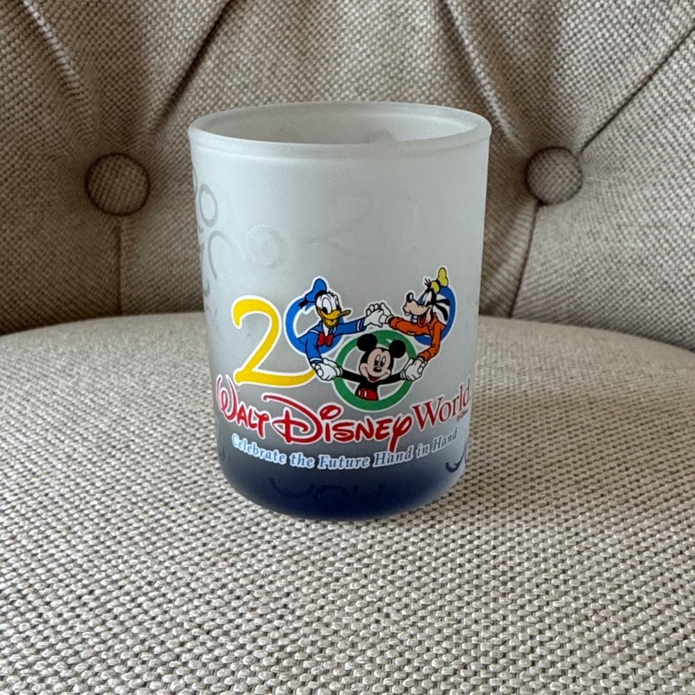 Disney 2000 Celebration Frosted Glass with Blue Base